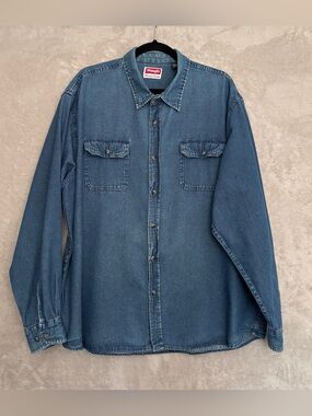 Wrangler Indigo Denim Shirt - Blue (unisex) Sz 2XL Cowboy, Rodeo, 100% Cotton